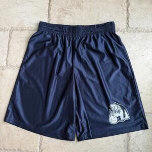 Teamwork Athletic Apparel Blue Shimmer Dazzle Bulldog Shorts Mens LG Vintage 90s